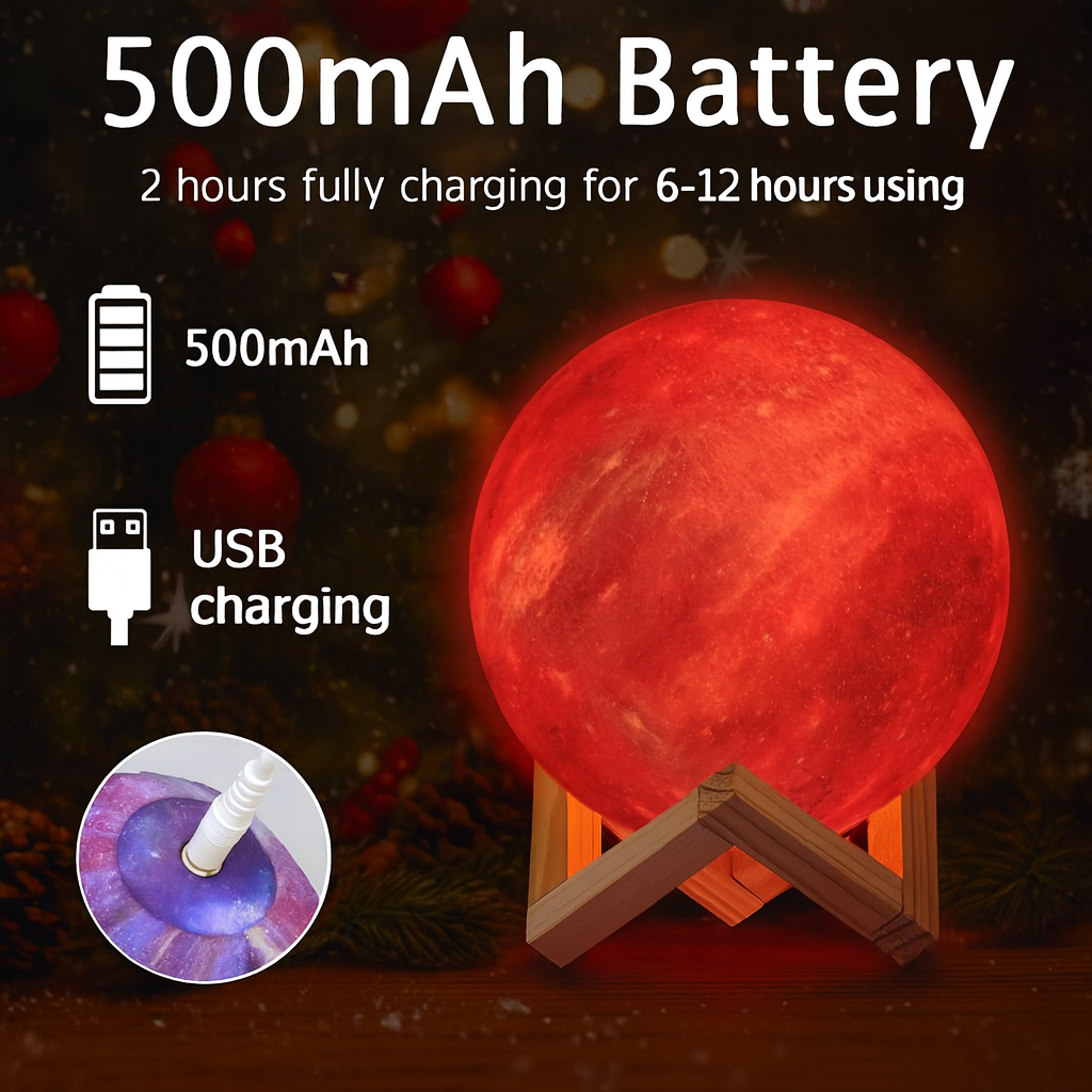 MagicGlow | 16-Color Enchanted Christmas Moon Lamp (12.2cm) with Stand