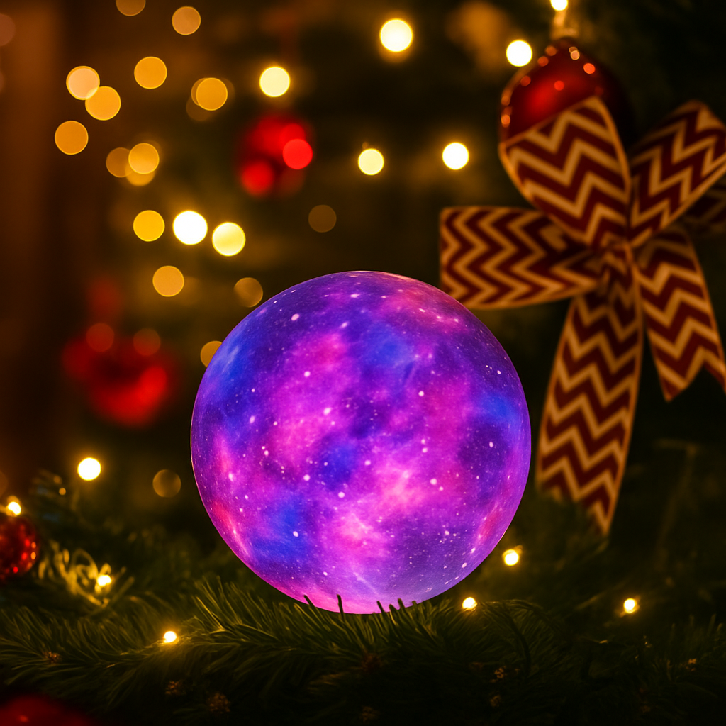 MagicGlow | 16-Color Enchanted Christmas Moon Lamp (12.2cm) with Stand